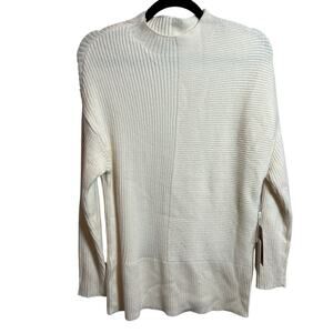 NWT Cyrus Sweater M Cream $99 Ribbed Knit Pullover Mock Neck